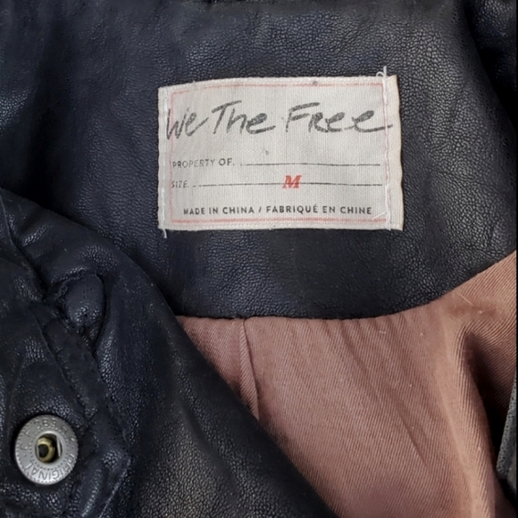 Free People We The Free Fenix Vegan Moto Buckle Biker Cool Leather Jacket Sz Med - Picture 2 of 13